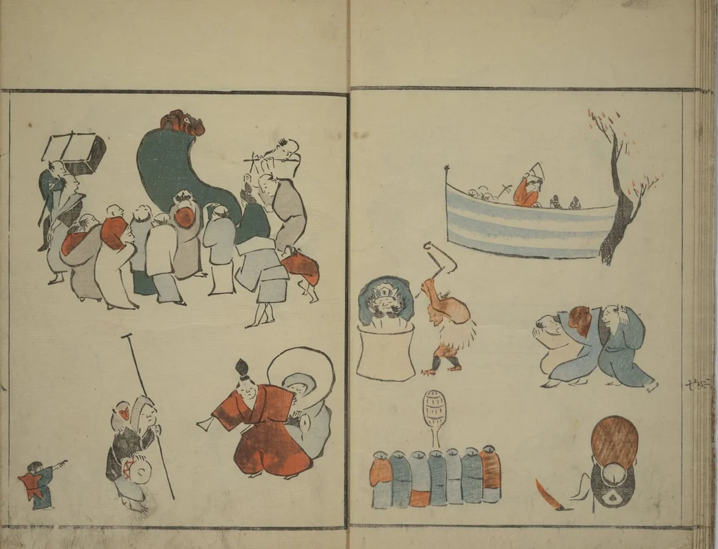 An illustration from How to Draw Figures Simply (Jinbutsu ryakugashiki), 1799, leaf 10