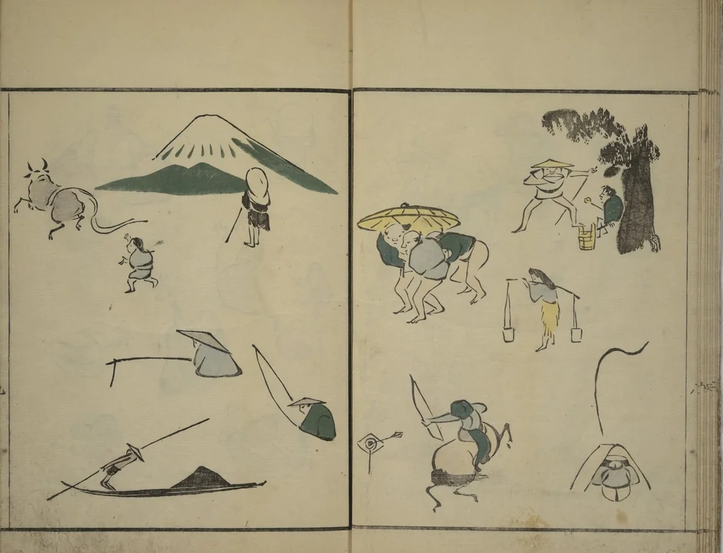 An illustration from How to Draw Figures Simply (Jinbutsu ryakugashiki), 1799, leaf 11