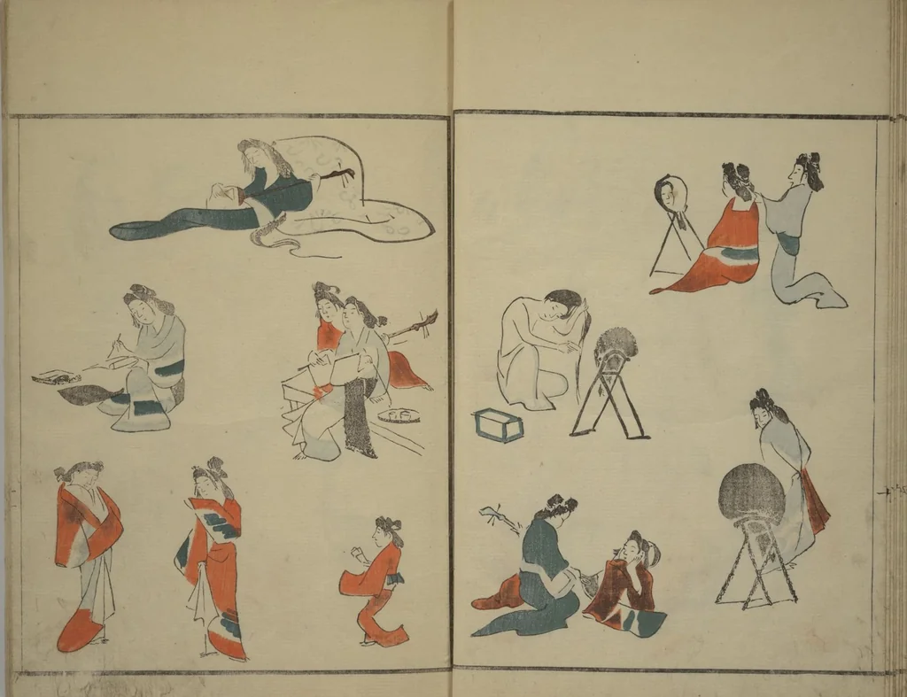 An illustration from How to Draw Figures Simply (Jinbutsu ryakugashiki), 1799, leaf 13