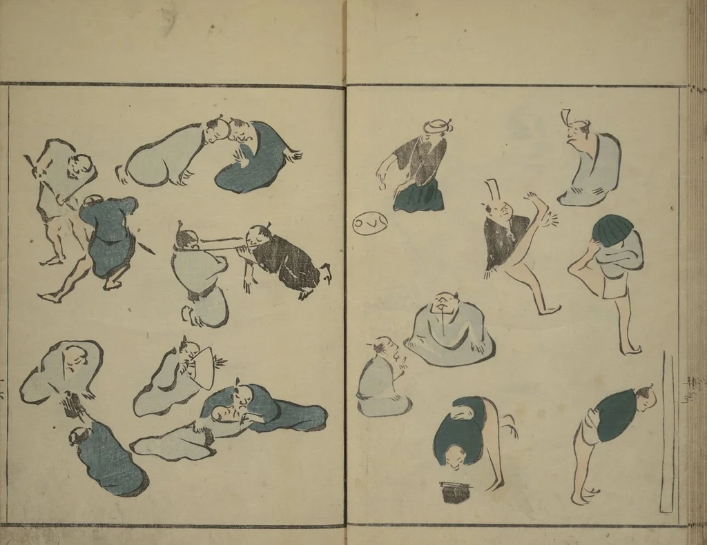An illustration from How to Draw Figures Simply (Jinbutsu ryakugashiki), 1799, leaf 18