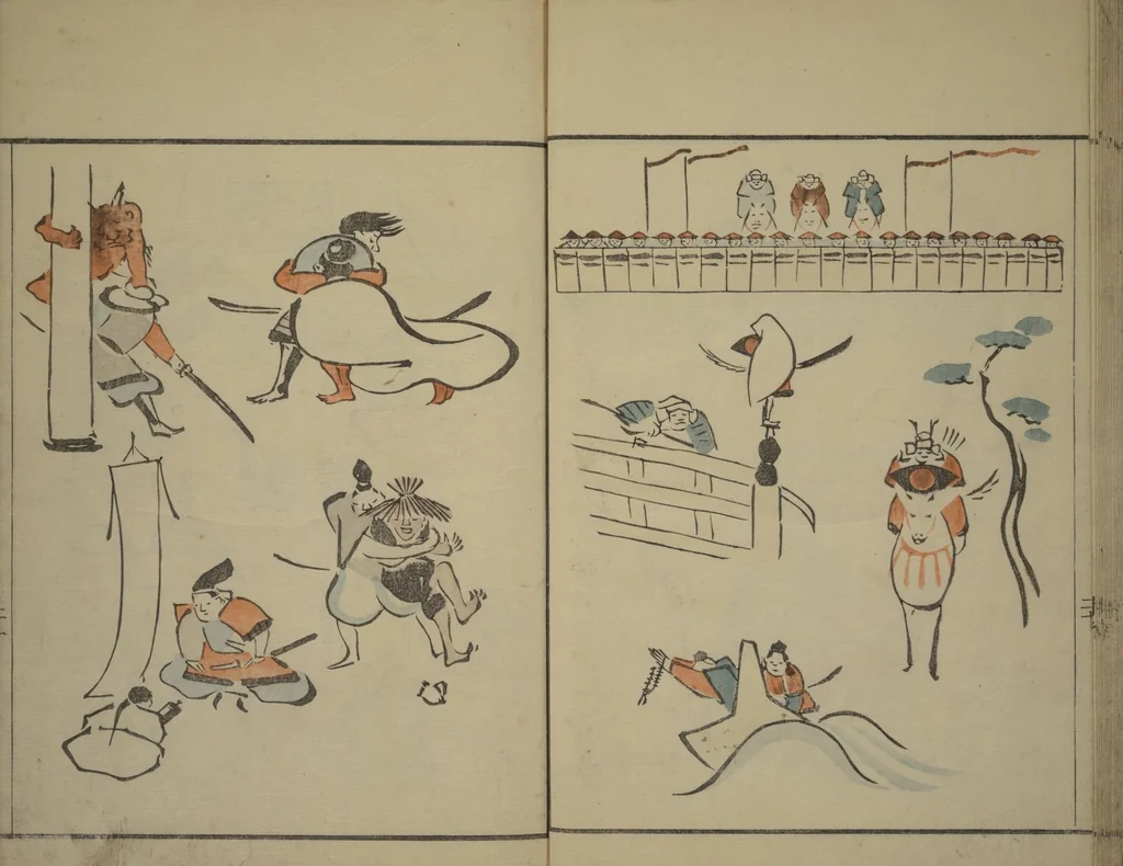An illustration from How to Draw Figures Simply (Jinbutsu ryakugashiki), 1799, leaf 21