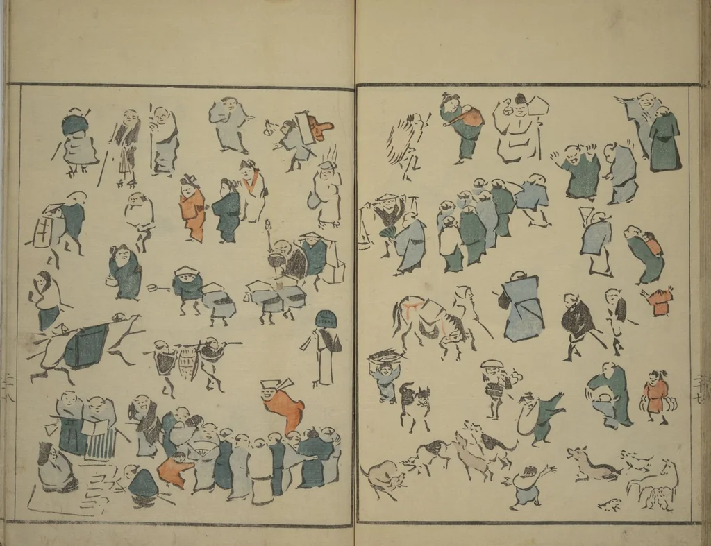 An illustration from How to Draw Figures Simply (Jinbutsu ryakugashiki), 1799, leaf 28