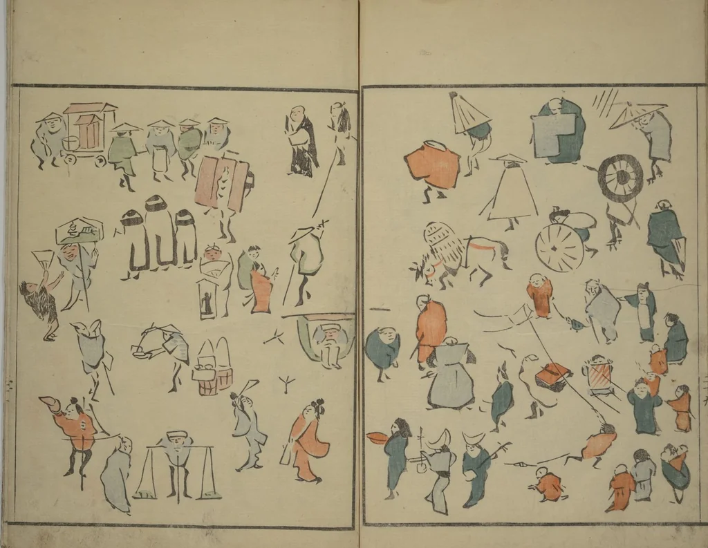 An illustration from How to Draw Figures Simply (Jinbutsu ryakugashiki), 1799, leaf 30