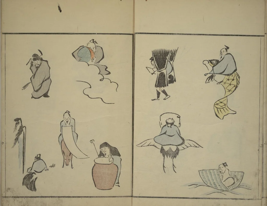 An illustration from How to Draw Figures Simply (Jinbutsu ryakugashiki), 1799, leaf 6