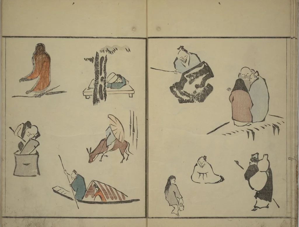 An illustration from How to Draw Figures Simply (Jinbutsu ryakugashiki), 1799, leaf 7