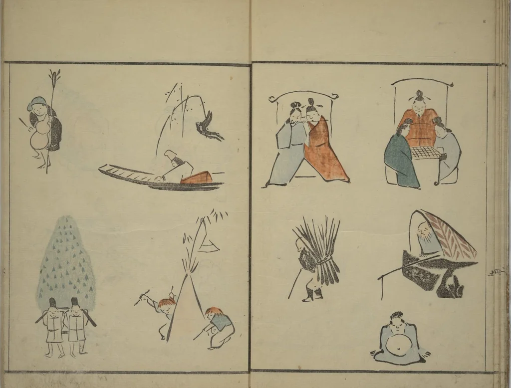 An illustration from How to Draw Figures Simply (Jinbutsu ryakugashiki), 1799, leaf 8