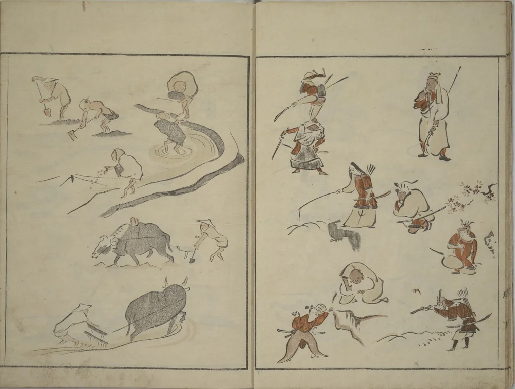 An illustration from How to Draw Figures Simply (Jinbutsu ryakugashiki), 1795, leaf 11
