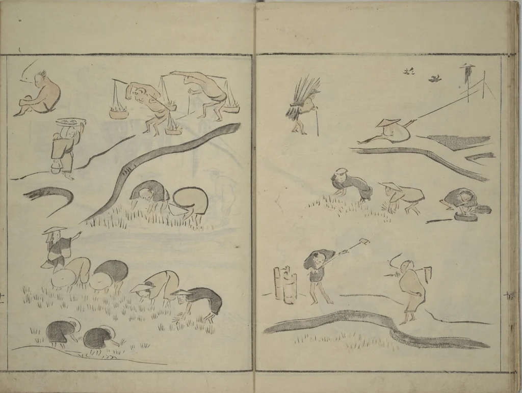 An illustration from How to Draw Figures Simply (Jinbutsu ryakugashiki), 1795, leaf 12