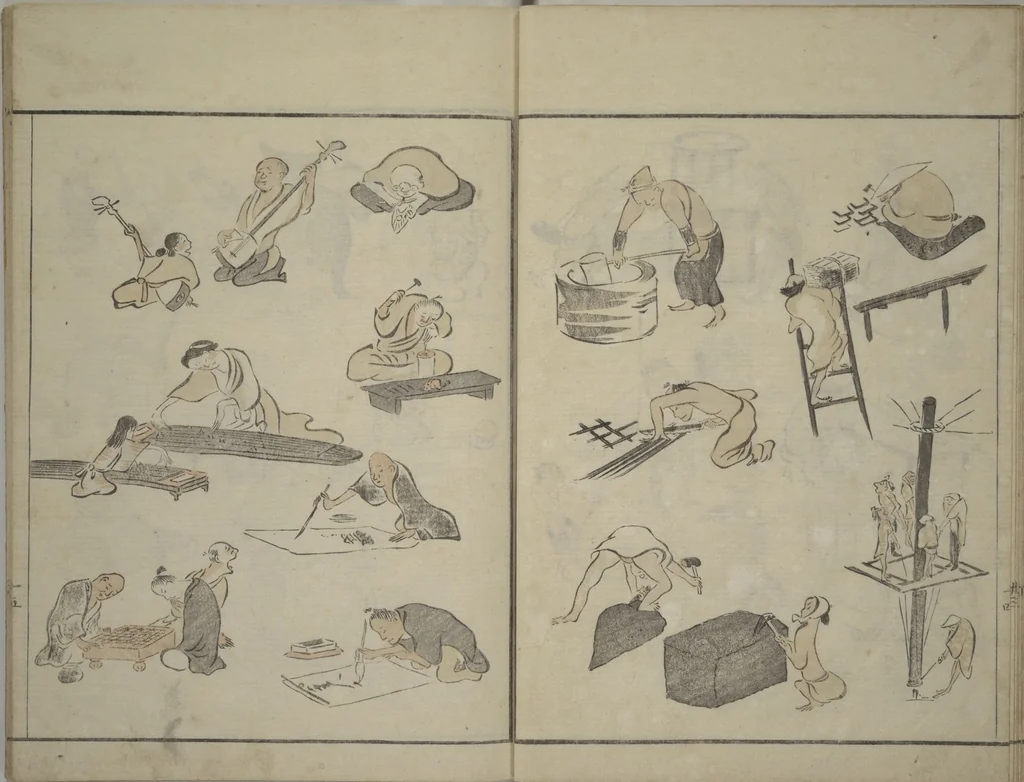 An illustration from How to Draw Figures Simply (Jinbutsu ryakugashiki), 1795, leaf 16