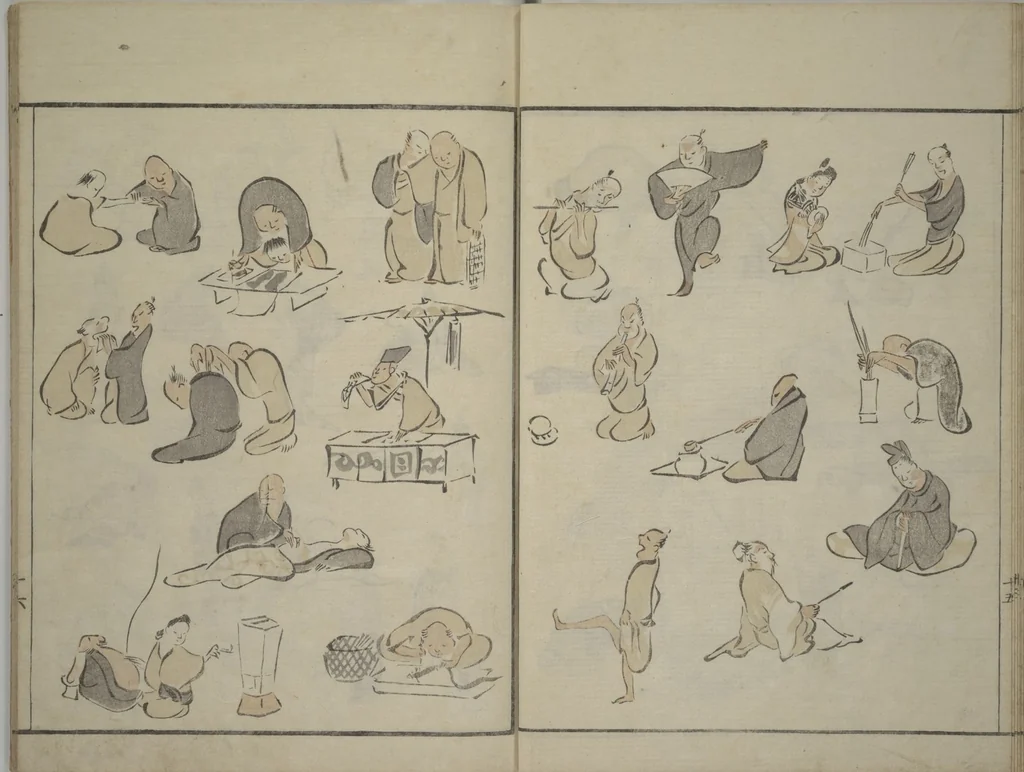 An illustration from How to Draw Figures Simply (Jinbutsu ryakugashiki), 1795, leaf 17