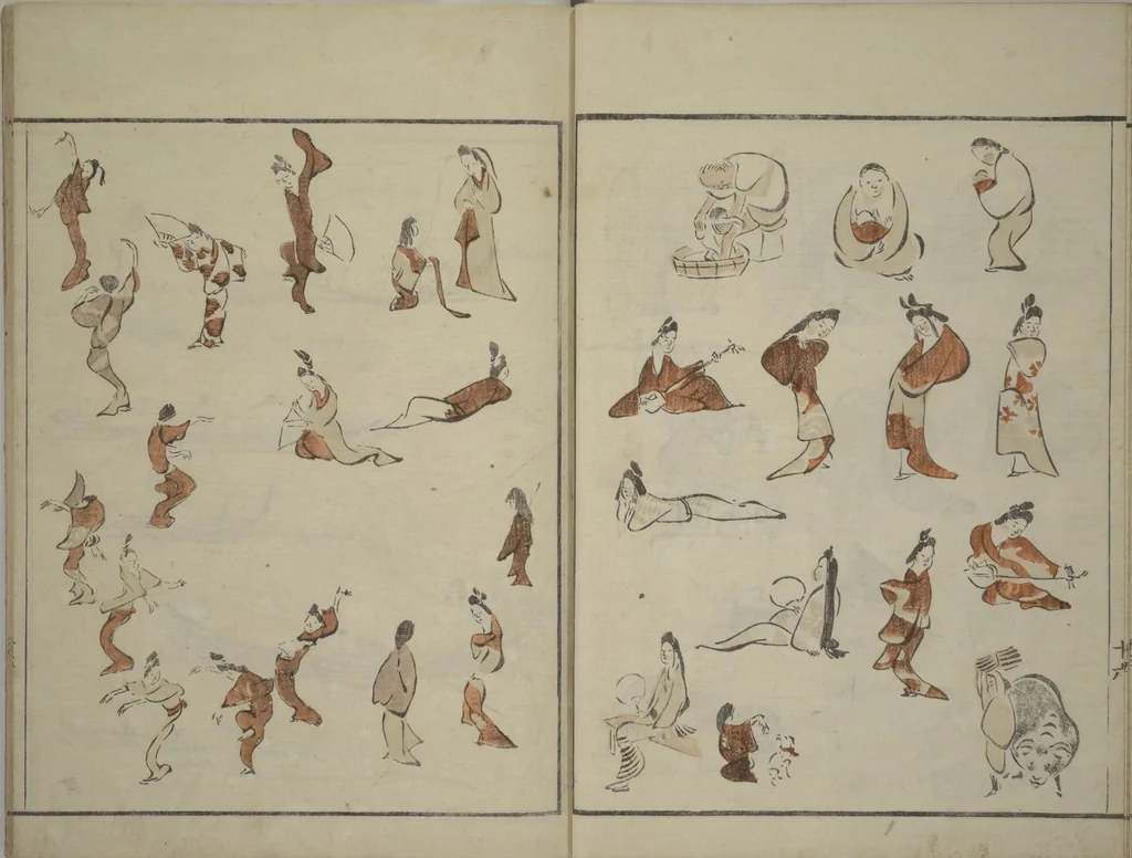 An illustration from How to Draw Figures Simply (Jinbutsu ryakugashiki), 1795, leaf 18