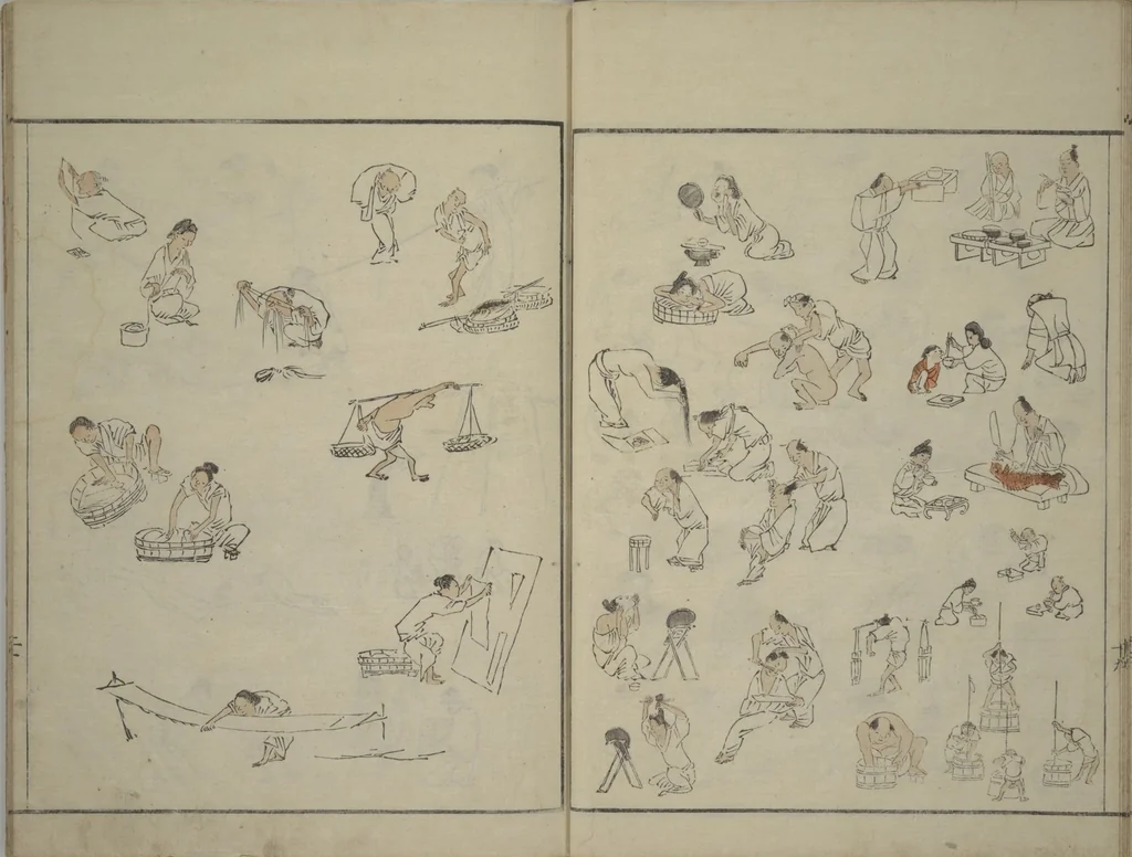 An illustration from How to Draw Figures Simply (Jinbutsu ryakugashiki), 1795, leaf 21