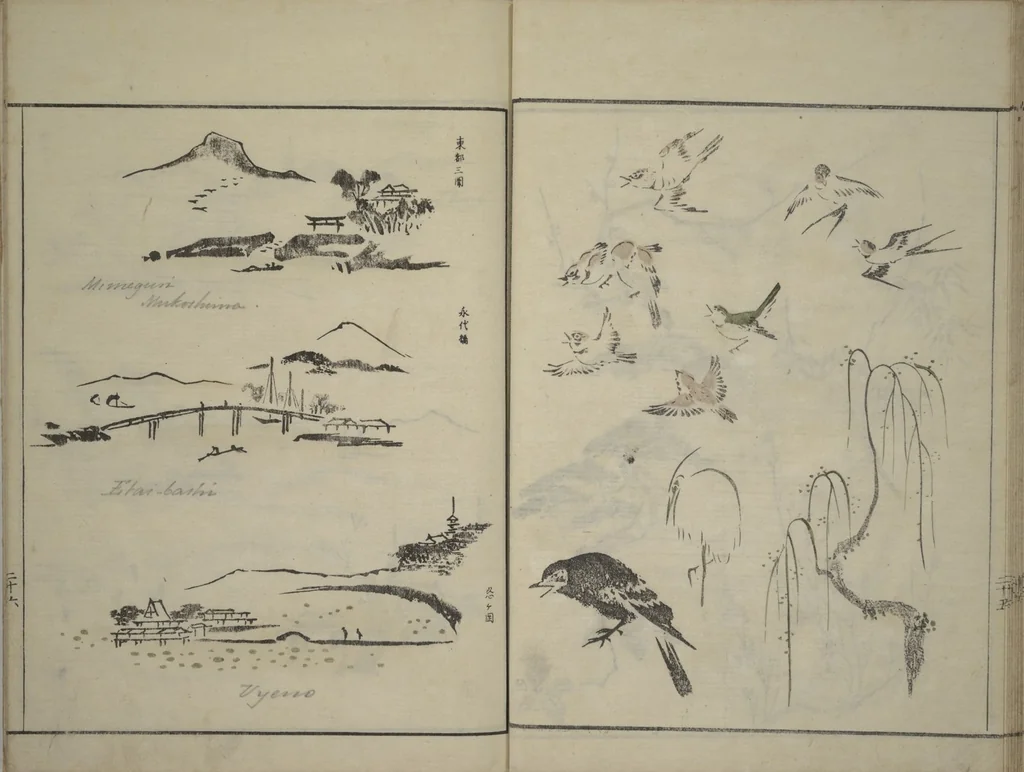 An illustration from How to Draw Figures Simply (Jinbutsu ryakugashiki), 1795, leaf 27