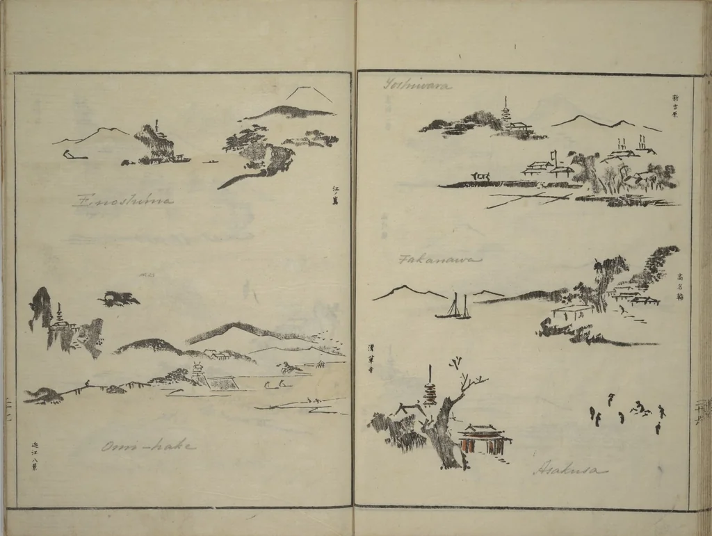 An illustration from How to Draw Figures Simply (Jinbutsu ryakugashiki), 1795, leaf 28