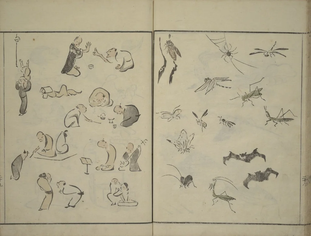 An illustration from How to Draw Figures Simply (Jinbutsu ryakugashiki), 1795, leaf 30