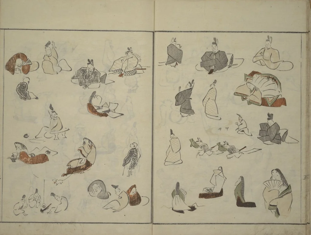 An illustration from How to Draw Figures Simply (Jinbutsu ryakugashiki), 1795, leaf 7