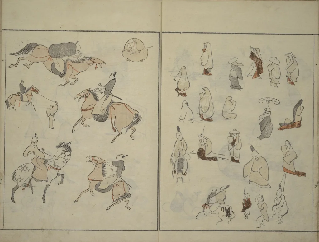 An illustration from How to Draw Figures Simply (Jinbutsu ryakugashiki), 1795, leaf 8