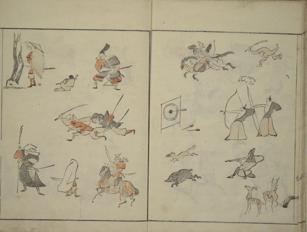 An illustration from How to Draw Figures Simply (Jinbutsu ryakugashiki), 1795, leaf 9