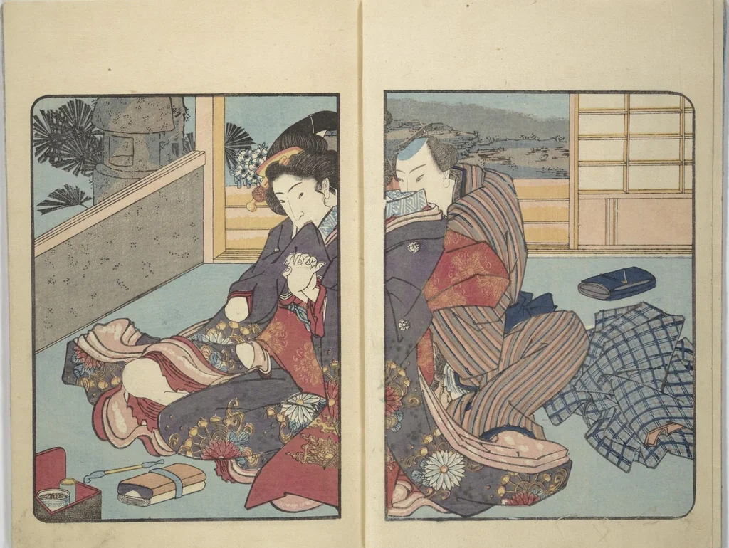 An illustration from Volume 3 of Unknown Erotic (Shunga) Set (Tōsei komonchō), leaf 3