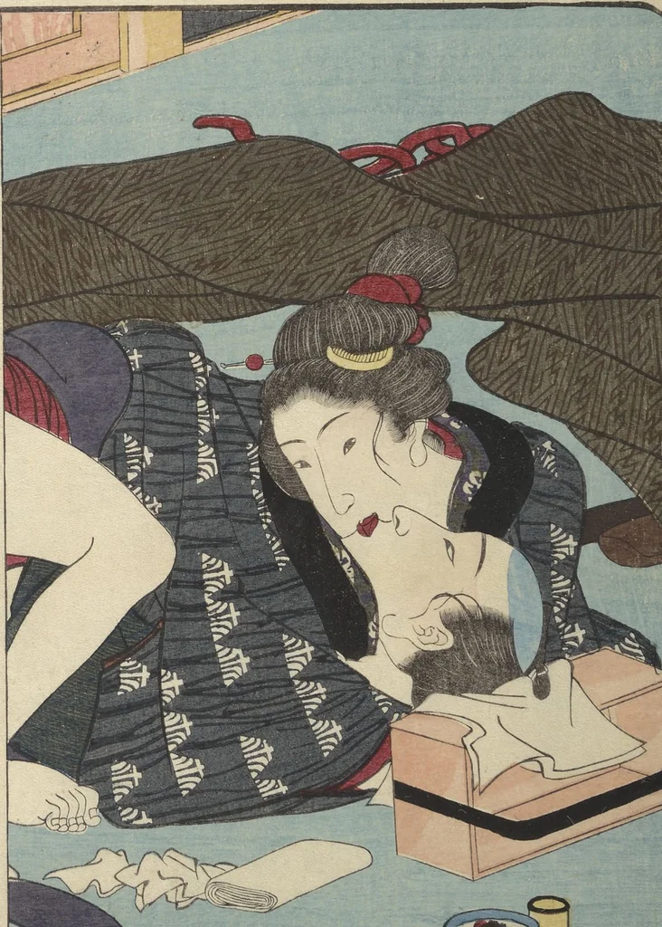 An illustration from Volume 3 of Unknown Erotic (Shunga) Set (Tōsei komonchō), leaf 4