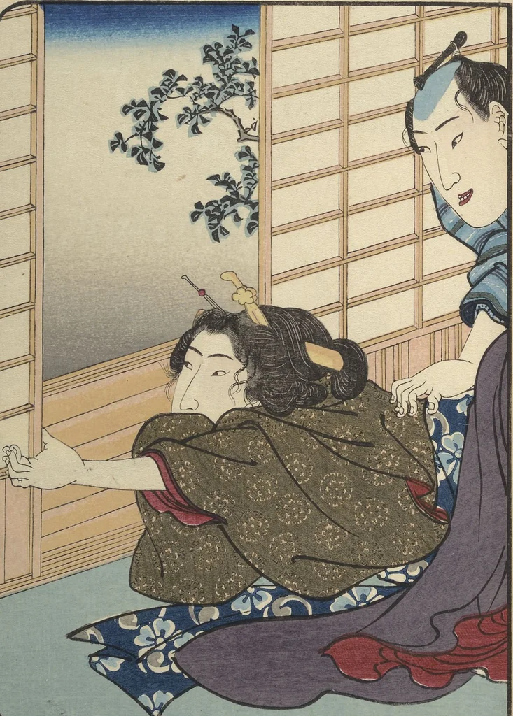 An illustration from Volume 3 of Unknown Erotic (Shunga) Set (Tōsei komonchō), leaf 5