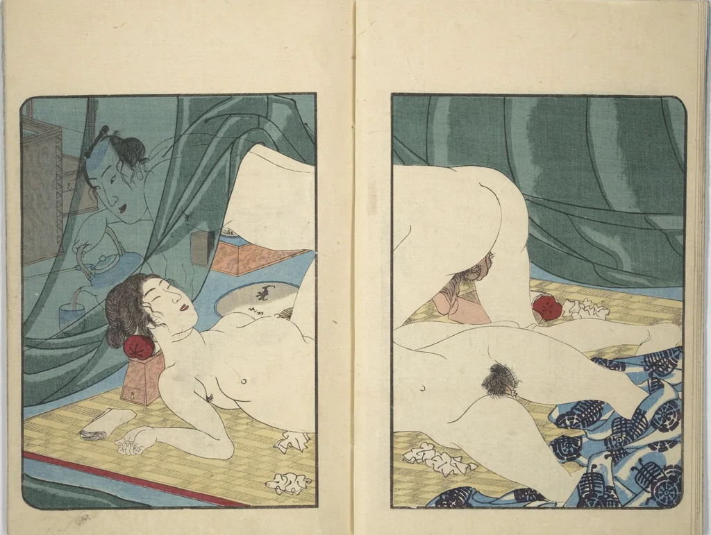 An illustration from Volume 3 of Unknown Erotic (Shunga) Set (Tōsei komonchō), leaf 6