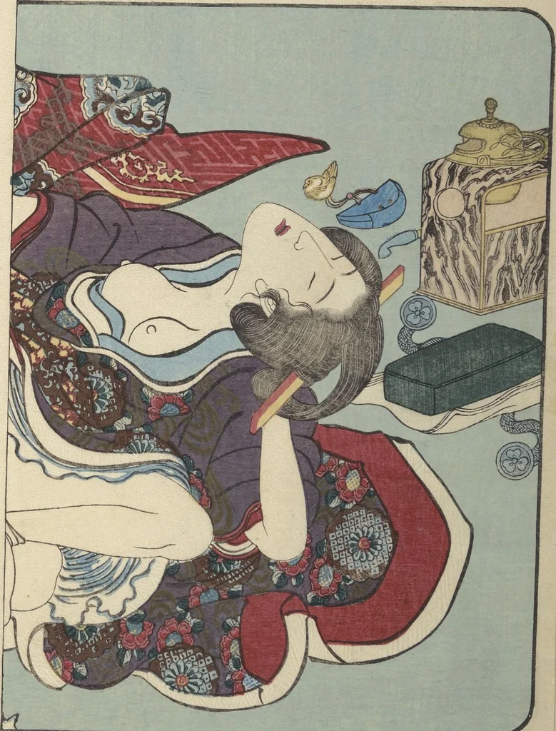An illustration from Volume 3 of Unknown Erotic (Shunga) Set (Tōsei komonchō), leaf 7
