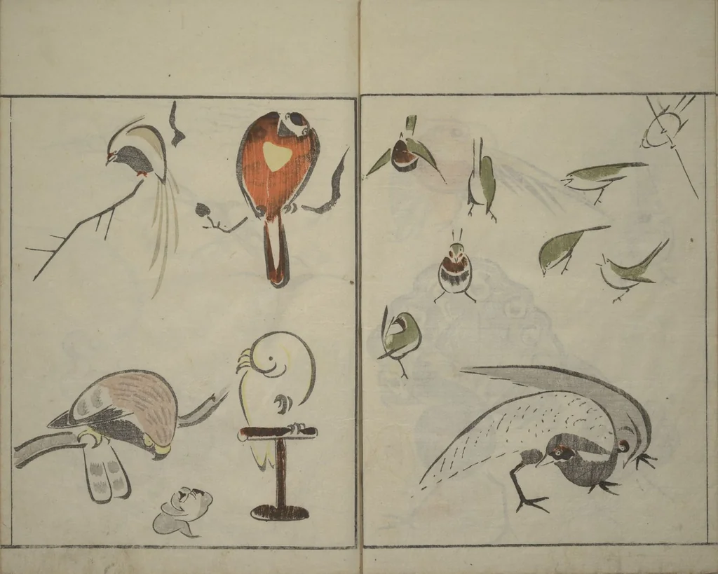 An illustration from How to Draw Birds, Insects and Fish Simply (Chōjū ryakugashiki), 1797, leaf 10