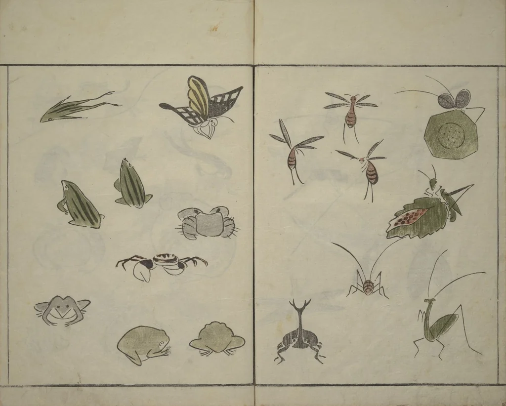 An illustration from How to Draw Birds, Insects and Fish Simply (Chōjū ryakugashiki), 1797, leaf 20