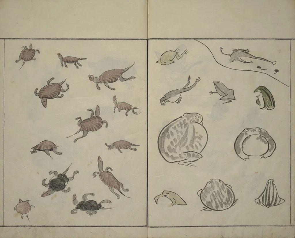 An illustration from How to Draw Birds, Insects and Fish Simply (Chōjū ryakugashiki), 1797, leaf 21