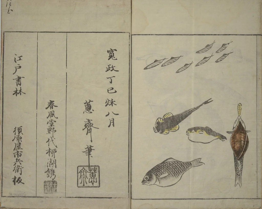 An illustration from How to Draw Birds, Insects and Fish Simply (Chōjū ryakugashiki), 1797, leaf 27