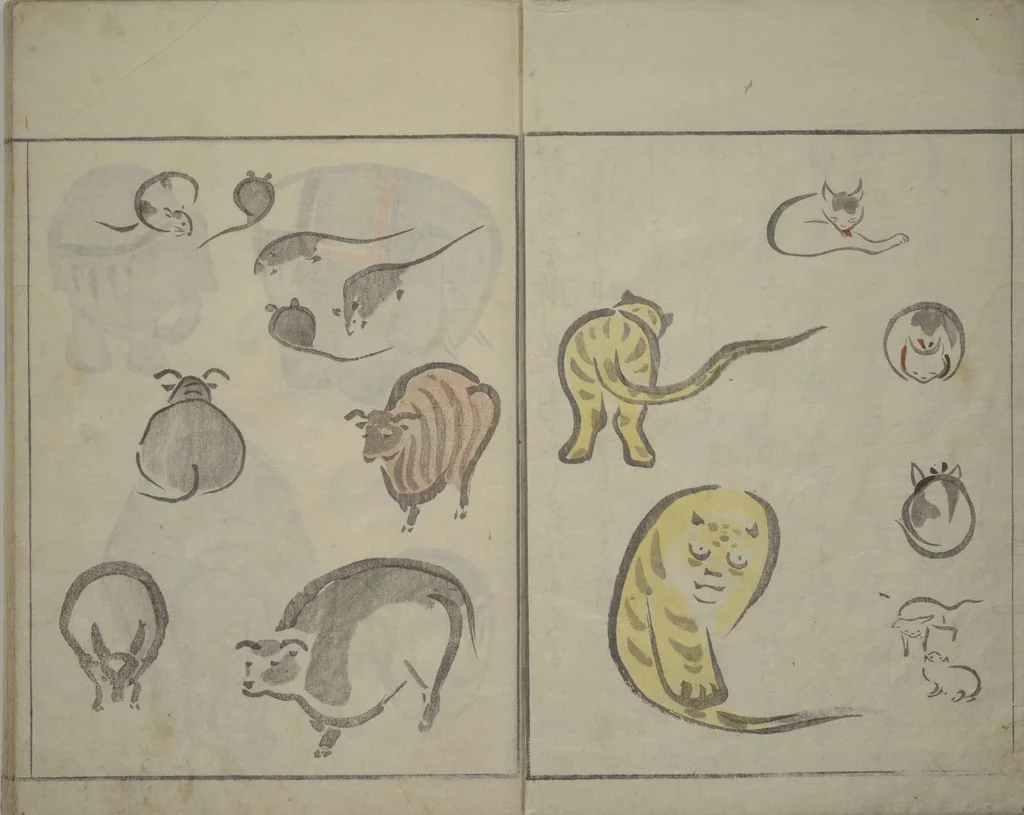 An illustration from How to Draw Birds, Insects and Fish Simply (Chōjū ryakugashiki), 1797, leaf 3