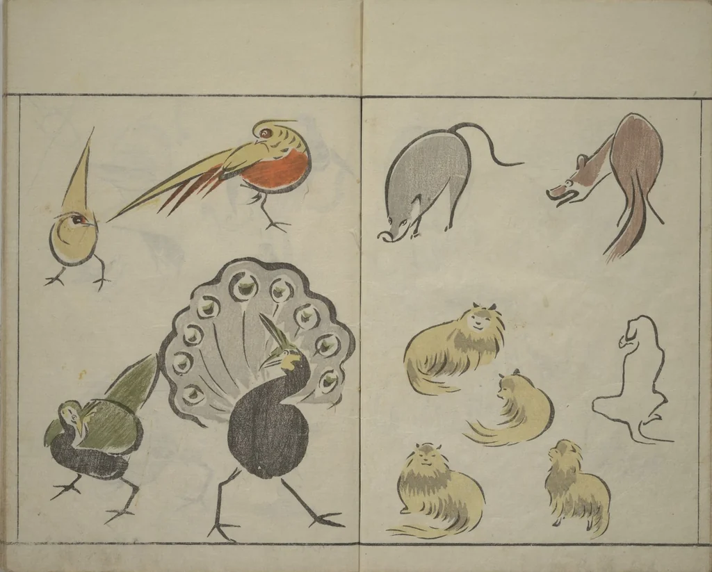An illustration from How to Draw Birds, Insects and Fish Simply (Chōjū ryakugashiki), 1797, leaf 9