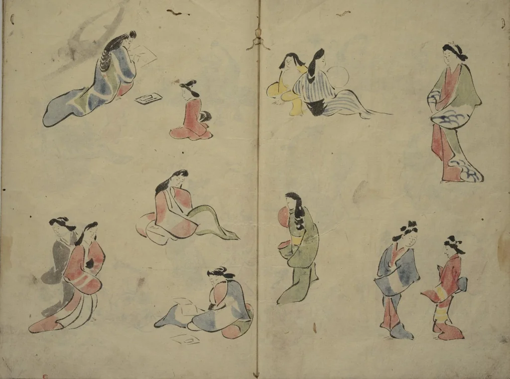 An illustration from How to Draw Figures Simply (Jinbutsu ryakugashiki), 1812, leaf 12