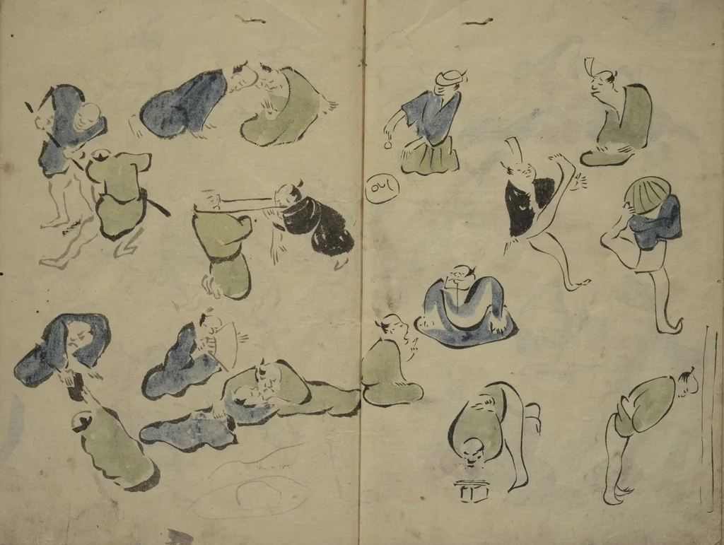 An illustration from How to Draw Figures Simply (Jinbutsu ryakugashiki), 1812, leaf 16