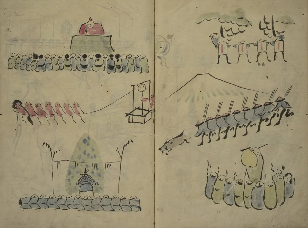An illustration from How to Draw Figures Simply (Jinbutsu ryakugashiki), 1812, leaf 20