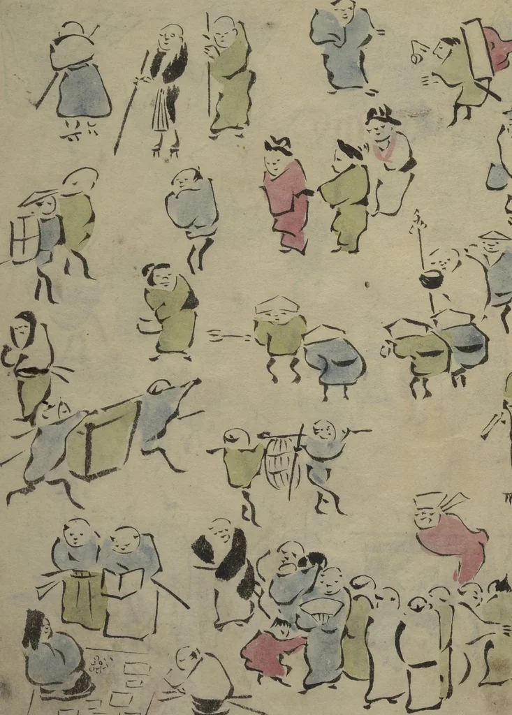 An illustration from How to Draw Figures Simply (Jinbutsu ryakugashiki), 1812, leaf 28