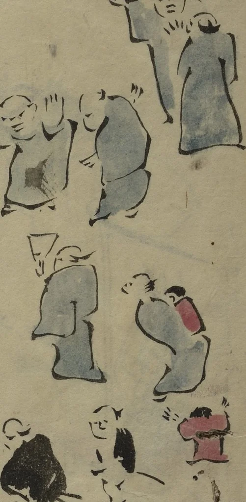 An illustration from How to Draw Figures Simply (Jinbutsu ryakugashiki), 1812, leaf 28