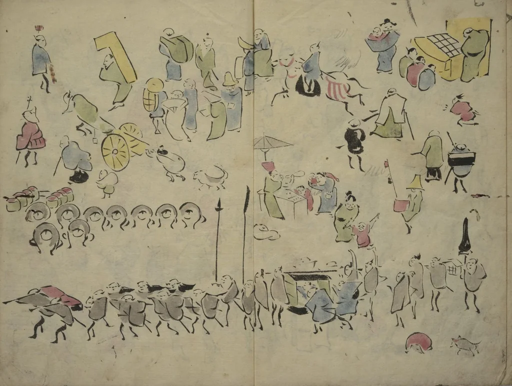 An illustration from How to Draw Figures Simply (Jinbutsu ryakugashiki), 1812, leaf 29
