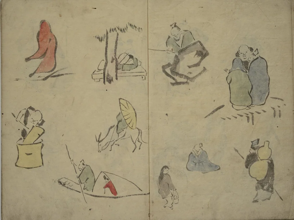 An illustration from How to Draw Figures Simply (Jinbutsu ryakugashiki), 1812, leaf 5