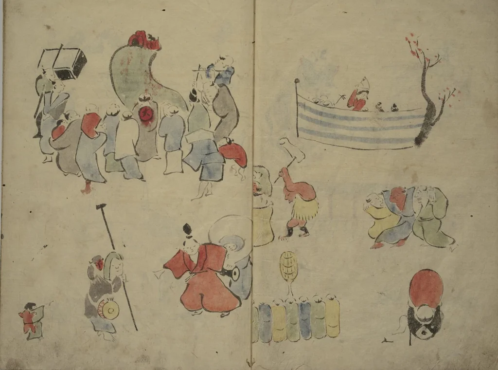 An illustration from How to Draw Figures Simply (Jinbutsu ryakugashiki), 1812, leaf 8