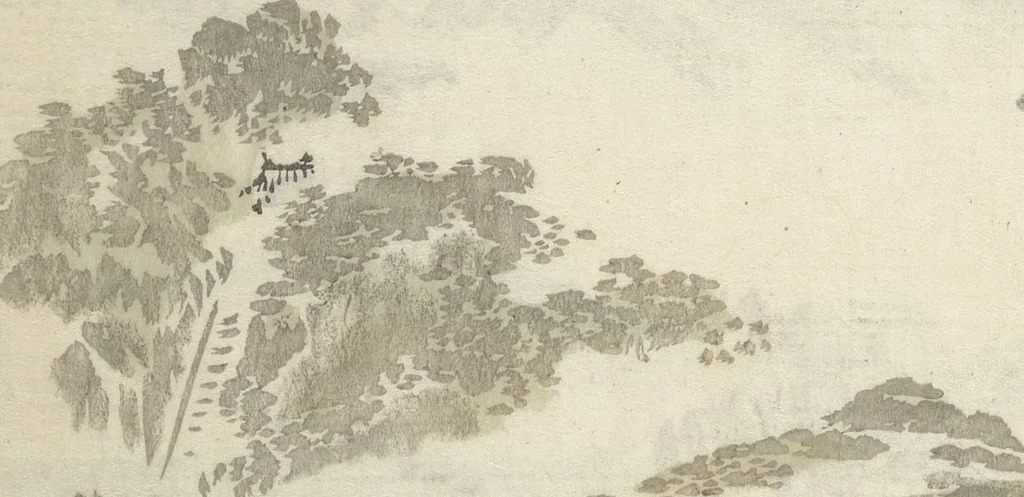 An illustration from How to Draw Landscapes Simply (Sansui ryakugashiki), 1800, leaf 9