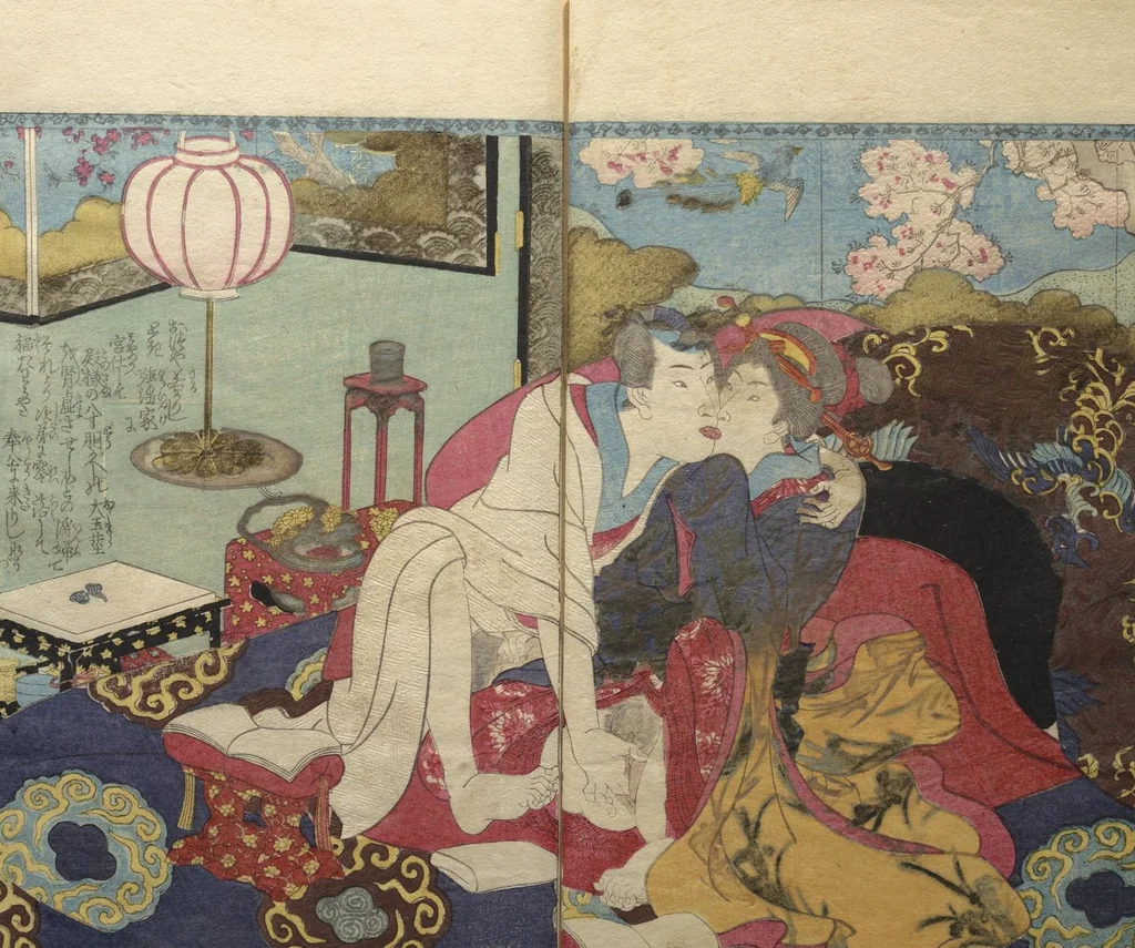 An illustration from A Bedside Guide to the Colors of Love in Spring (Shunshoku neya no shiori) : [volume 1], 1850, leaf 6