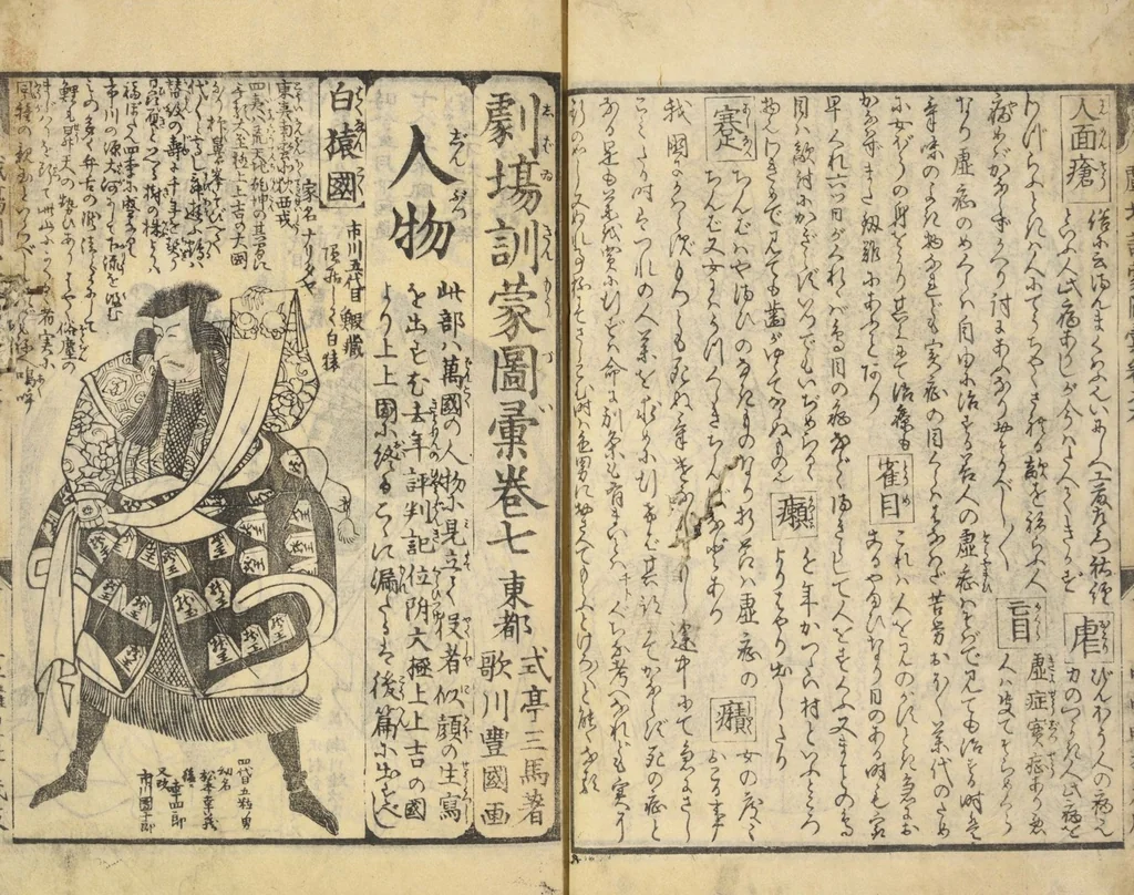 An illustration from Shibai kinmō zui : Volume 2 / Shikitei Sanba cho ; Katsukawa Shun'ei, Utagawa Toyokuni ga, 1806, leaf 26