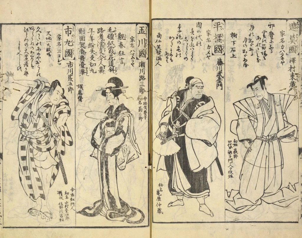 An illustration from Shibai kinmō zui : Volume 2 / Shikitei Sanba cho ; Katsukawa Shun'ei, Utagawa Toyokuni ga, 1806, leaf 31