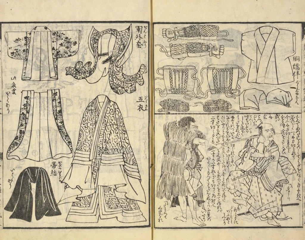 An illustration from Shibai kinmō zui : Volume 2 / Shikitei Sanba cho ; Katsukawa Shun'ei, Utagawa Toyokuni ga, 1806, leaf 42