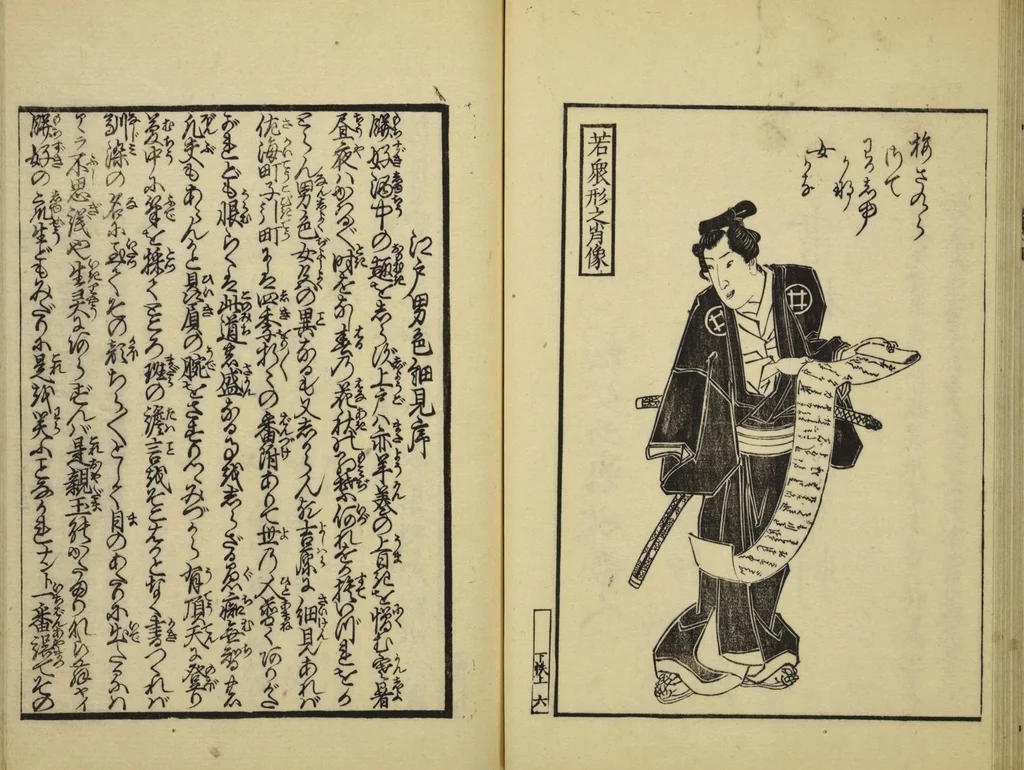 An illustration from Gekijō manroku / Mokumoku Gyoin cho, 1829, leaf 35