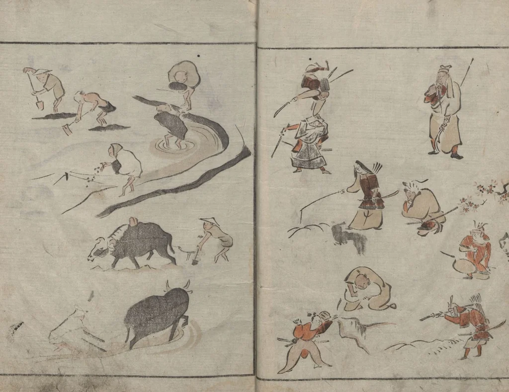 An illustration from Abbreviated Drawing Styles for Figures (Jinbutsu ryakuga shiki 人物 略画式), 1795, leaf 10