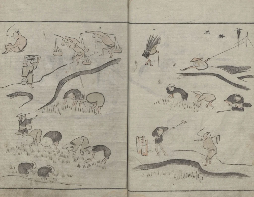 An illustration from Abbreviated Drawing Styles for Figures (Jinbutsu ryakuga shiki 人物 略画式), 1795, leaf 11