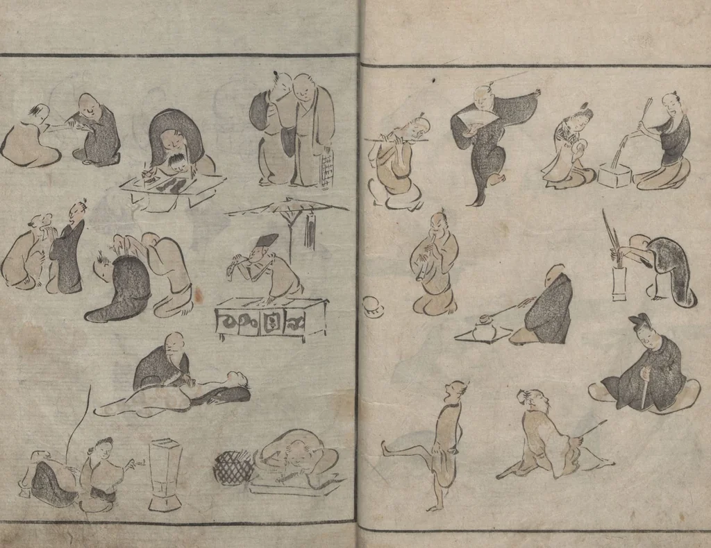 An illustration from Abbreviated Drawing Styles for Figures (Jinbutsu ryakuga shiki 人物 略画式), 1795, leaf 15